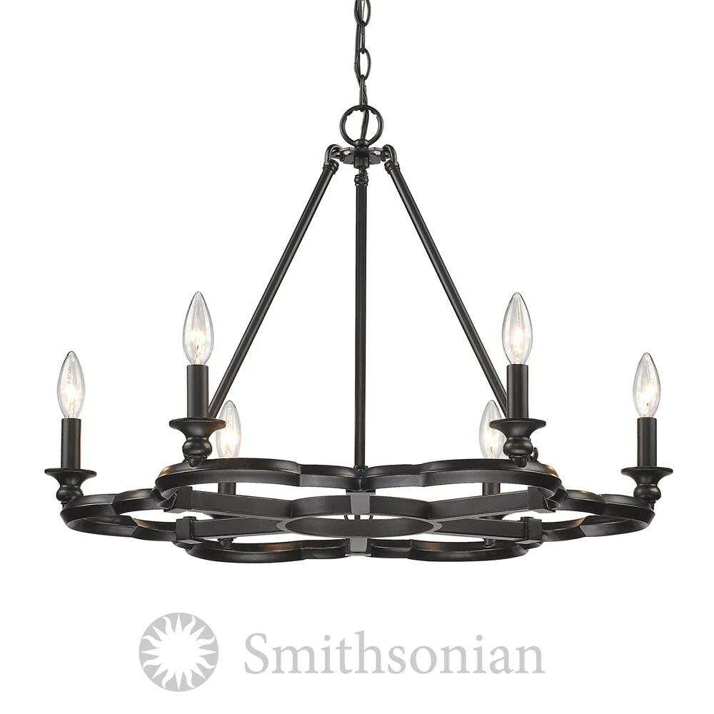 Deals ๐ Golden Lighting Saxon Aged Bronze 6-Light Chandelier ๐ - Image 5