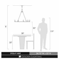 Alternative view of Top 10 😍 Golden Lighting Saxon Aged Bronze 9-Light Chandelier 😀