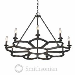 Top 10 π Golden Lighting Saxon Aged Bronze 9-Light Chandelier π
