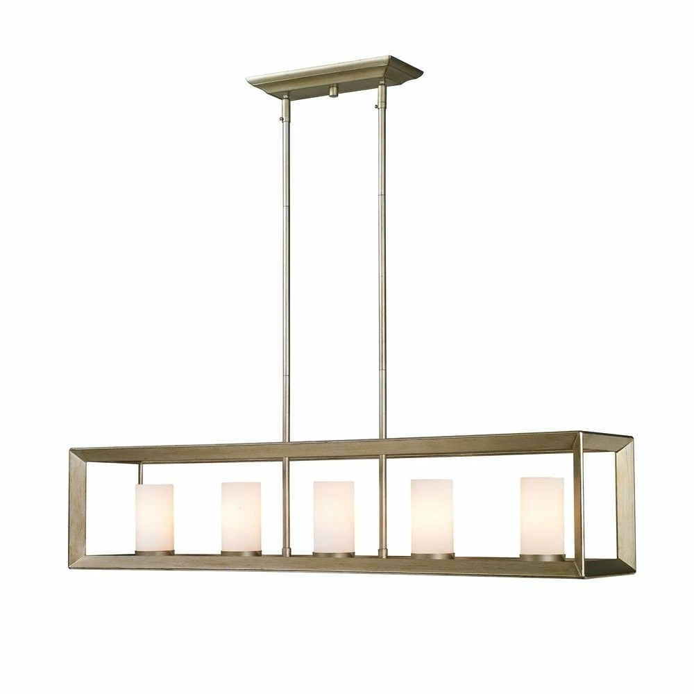 Best Sale ๐งจ Golden Lighting Smyth 5 Light Linear Pendant In White Gold With Opal Glass ๐ฏ - Image 4