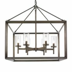 Flash Sale π Golden Lighting Smyth 6-light Square Cage Chandelier Gunmetal Bronze With Clear Glass - 26.625" W X 30.75" H π§¨