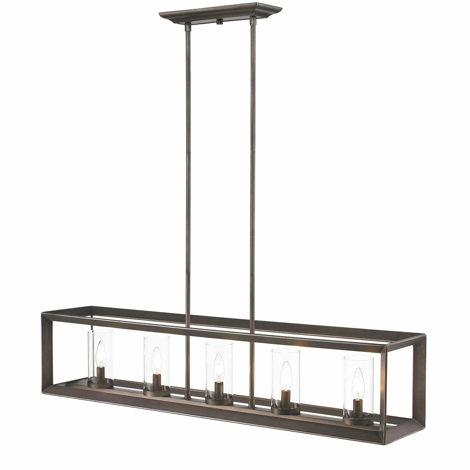 New π Golden Lighting Smyth Gunmetal Bronze 5 Light Linear Pendant With Clear Glass - 8.5" L X 41" W X 8.75" H β 3 New π Golden Lighting Smyth Gunmetal Bronze 5 Light Linear Pendant With Clear Glass - 8.5" L X 41" W X 8.75" H β