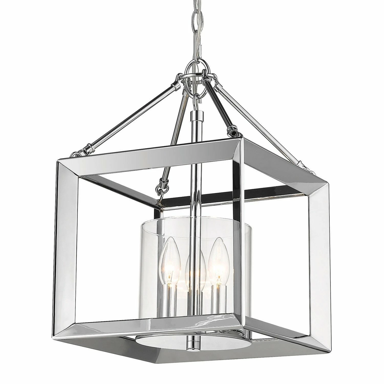 Flash Sale ✨ Golden Lighting Smyth Mini Chandelier (White Gold & Clear Glass) Chrome With Clear Shade ⌛ 3 Flash Sale ✨ Golden Lighting Smyth Mini Chandelier (White Gold & Clear Glass) Chrome With Clear Shade ⌛