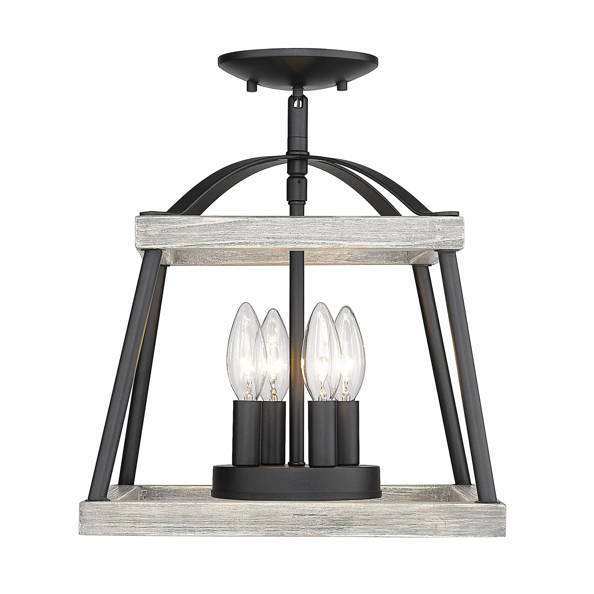 Best deal ✨ Golden Lighting Teagan Semi-Flush Natural Black With Oak Accents 🌟 - Image 2