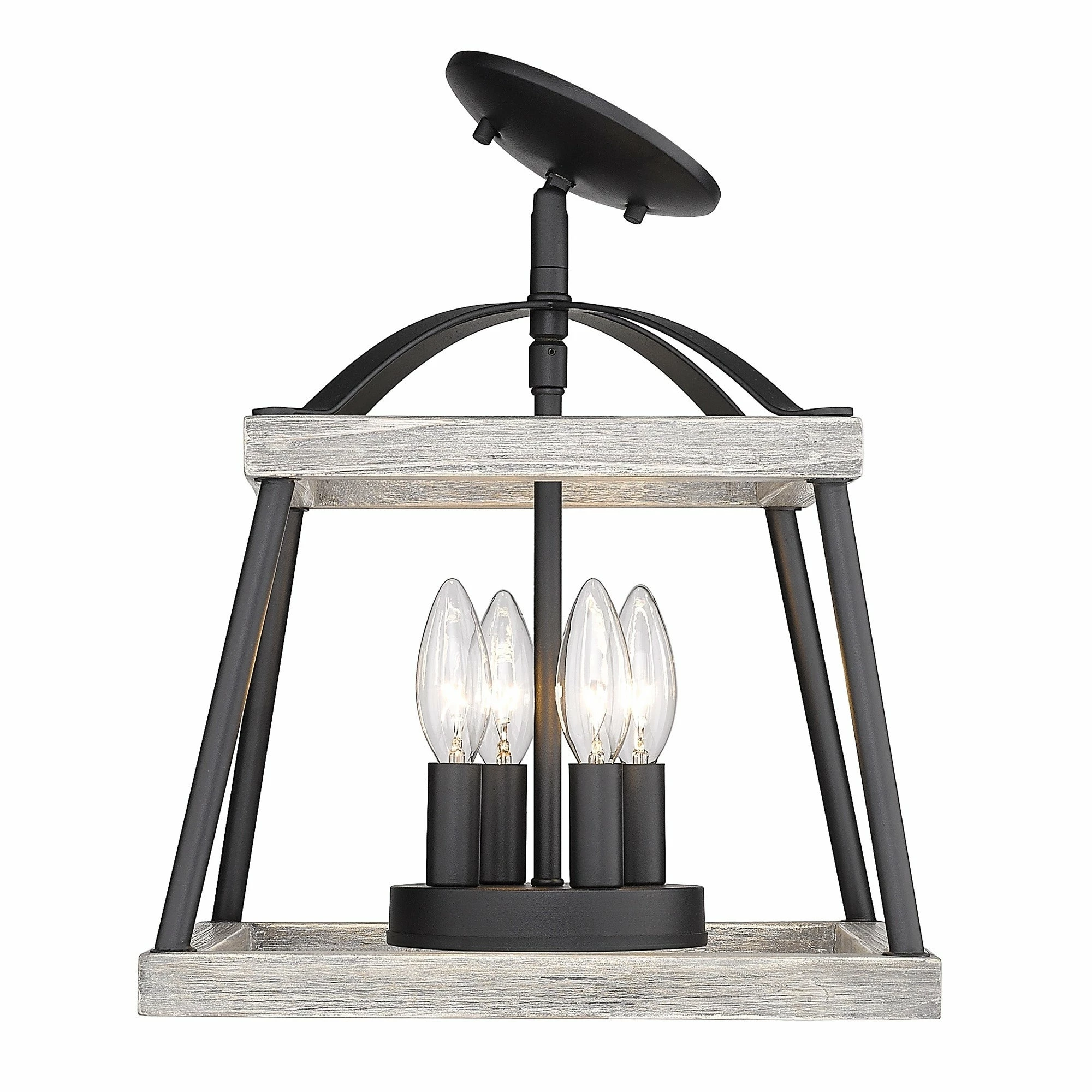 Best deal ✨ Golden Lighting Teagan Semi-Flush Natural Black With Oak Accents 🌟 - Image 4