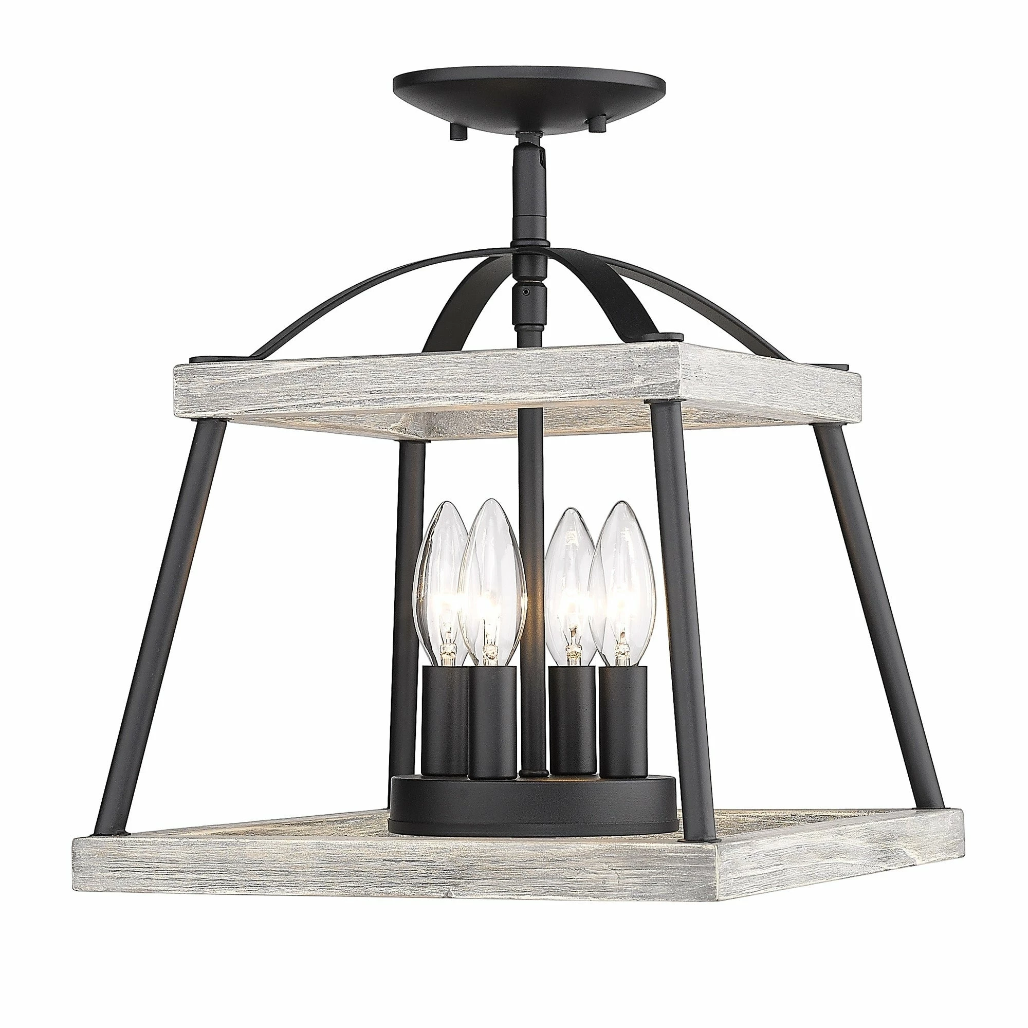 Best deal ✨ Golden Lighting Teagan Semi-Flush Natural Black With Oak Accents 🌟 - Image 3