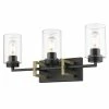 Buy 💯 Golden Lighting Tribeca 3-light Modern Geometric Bathroom Vanity Black With Pewter ⭐