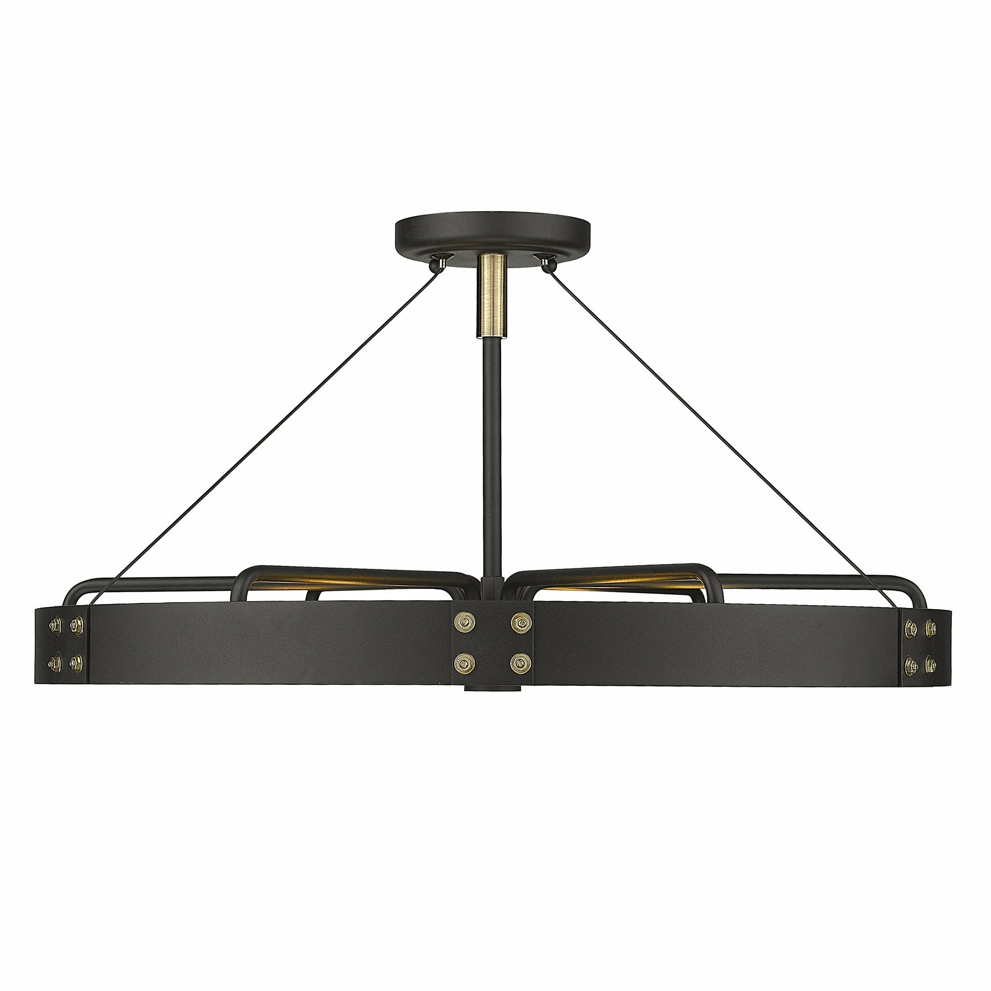 Best Sale β Golden Lighting Vaughn Medium Semi-Flush Natural Black With Aged Brass Accents π 4 Best Sale β Golden Lighting Vaughn Medium Semi-Flush Natural Black With Aged Brass Accents π - Image 2