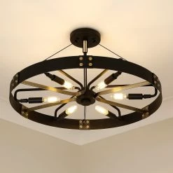 Best Sale β Golden Lighting Vaughn Medium Semi-Flush Natural Black With Aged Brass Accents π 16 Best Sale β Golden Lighting Vaughn Medium Semi-Flush Natural Black With Aged Brass Accents π -Golden Lighting Sales Vaughn Medium Semi Flush 4