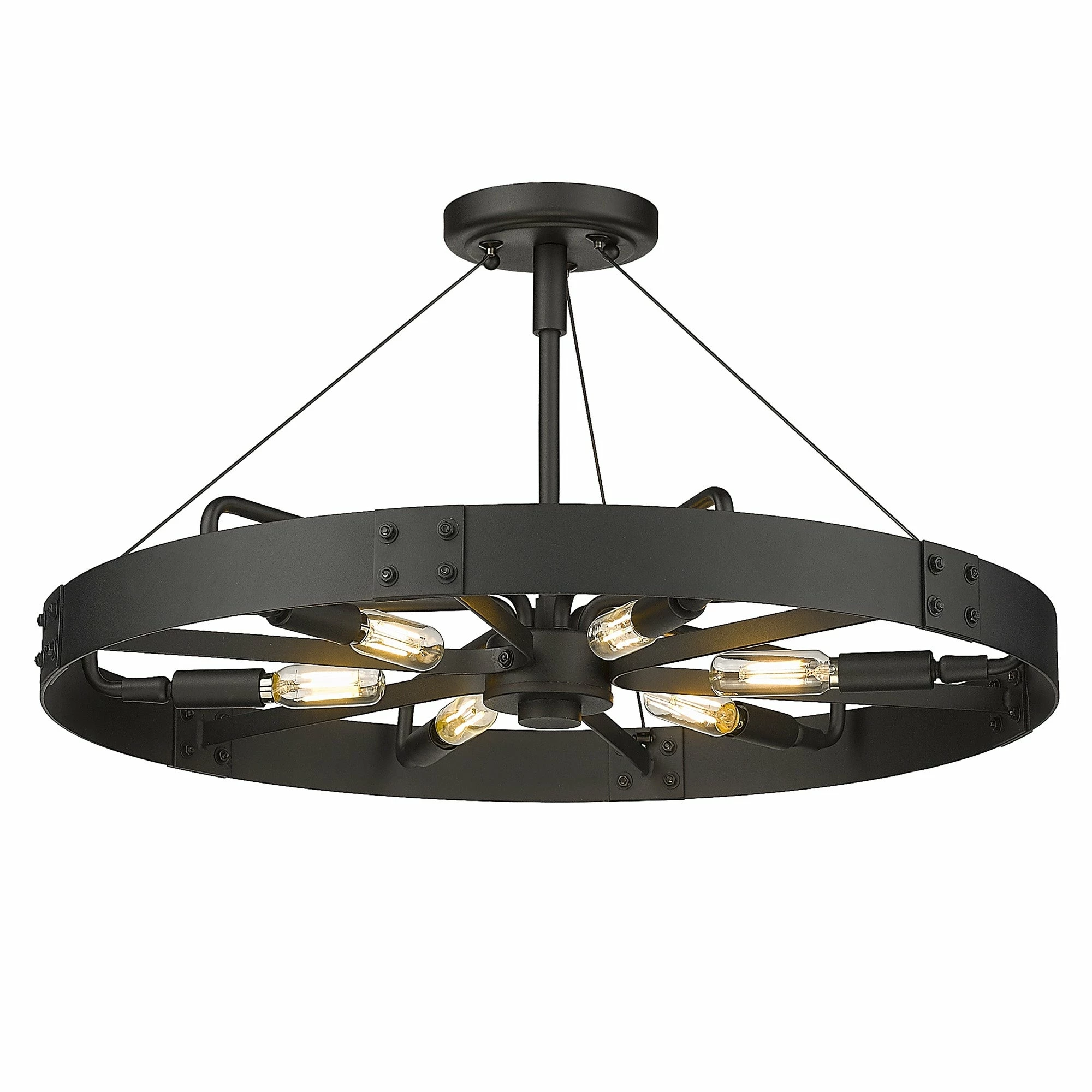 Best Sale β Golden Lighting Vaughn Medium Semi-Flush Natural Black With Aged Brass Accents π 8 Best Sale β Golden Lighting Vaughn Medium Semi-Flush Natural Black With Aged Brass Accents π - Image 6