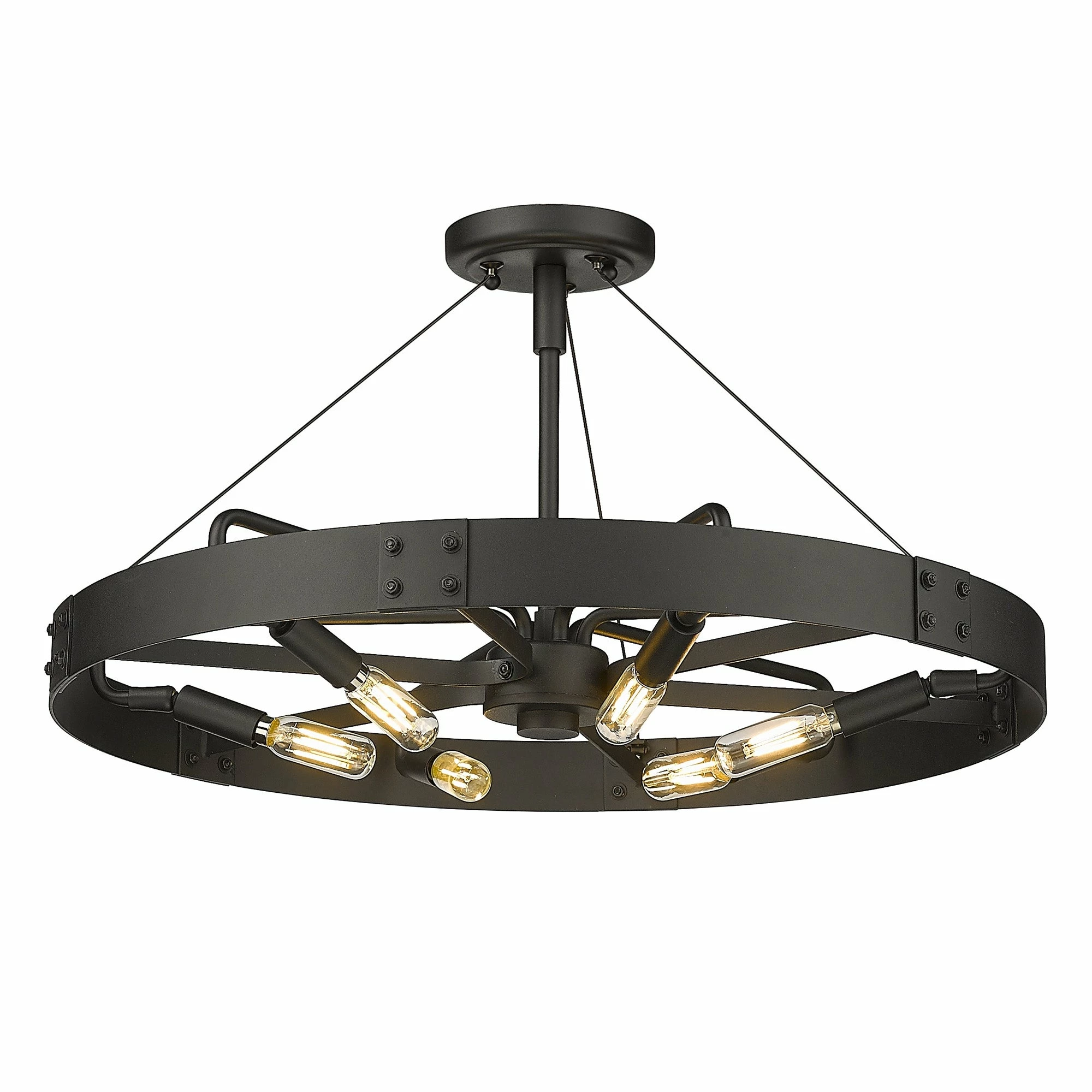 Best Sale β Golden Lighting Vaughn Medium Semi-Flush Natural Black With Aged Brass Accents π 10 Best Sale β Golden Lighting Vaughn Medium Semi-Flush Natural Black With Aged Brass Accents π - Image 8