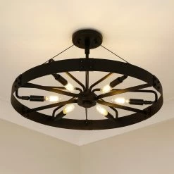 Best Sale β Golden Lighting Vaughn Medium Semi-Flush Natural Black With Aged Brass Accents π 21 Best Sale β Golden Lighting Vaughn Medium Semi-Flush Natural Black With Aged Brass Accents π -Golden Lighting Sales Vaughn Medium Semi Flush 9