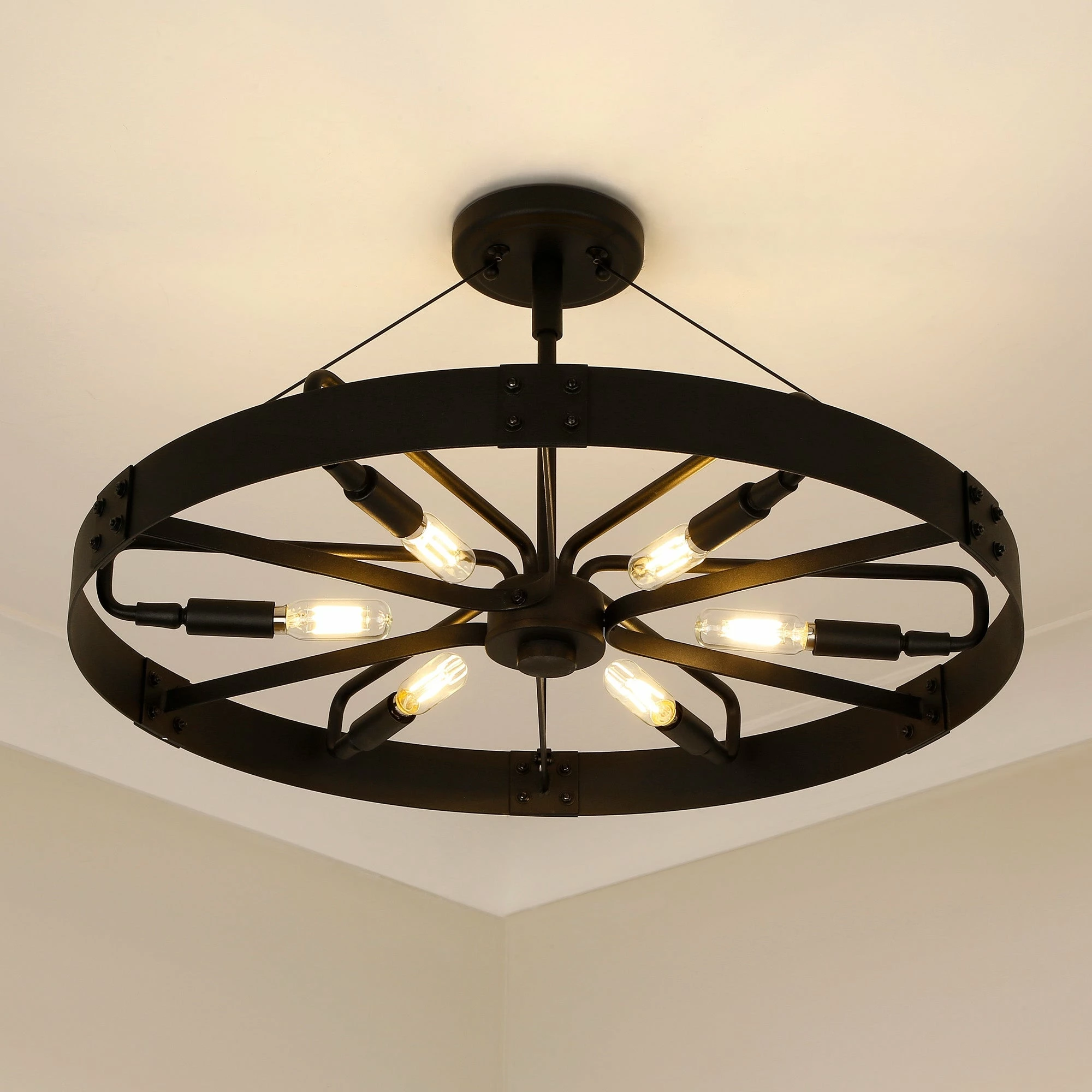 Best Sale β Golden Lighting Vaughn Medium Semi-Flush Natural Black With Aged Brass Accents π 12 Best Sale β Golden Lighting Vaughn Medium Semi-Flush Natural Black With Aged Brass Accents π - Image 10