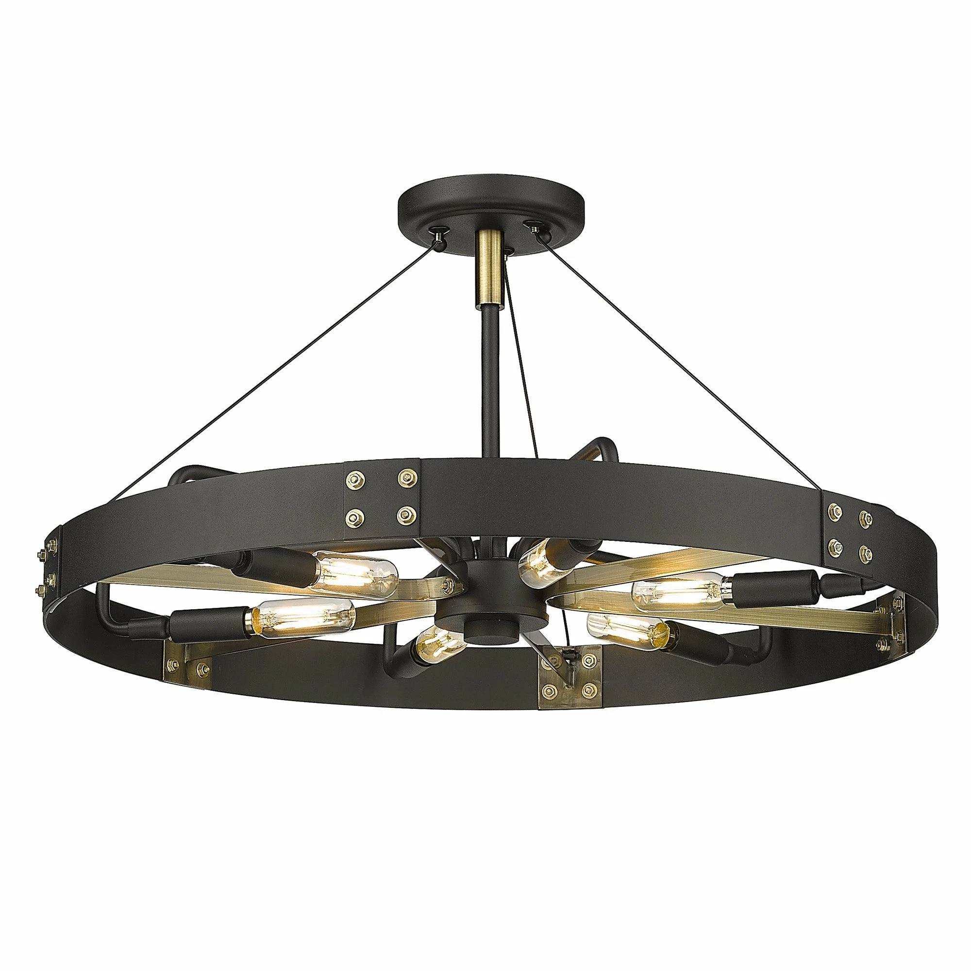 Best Sale β Golden Lighting Vaughn Medium Semi-Flush Natural Black With Aged Brass Accents π 3 Best Sale β Golden Lighting Vaughn Medium Semi-Flush Natural Black With Aged Brass Accents π