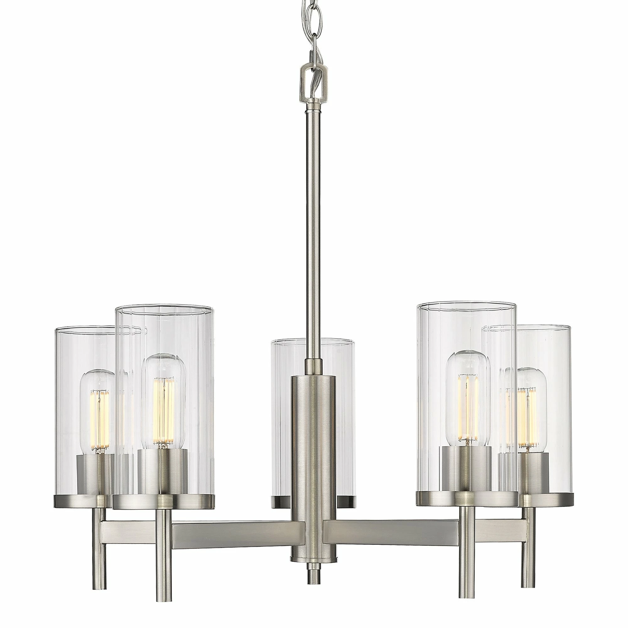 Promo ๐ Golden Lighting Winslett 5 Light Chandelier Matte Black With Ribbed Clear Glass ๐ - Image 11