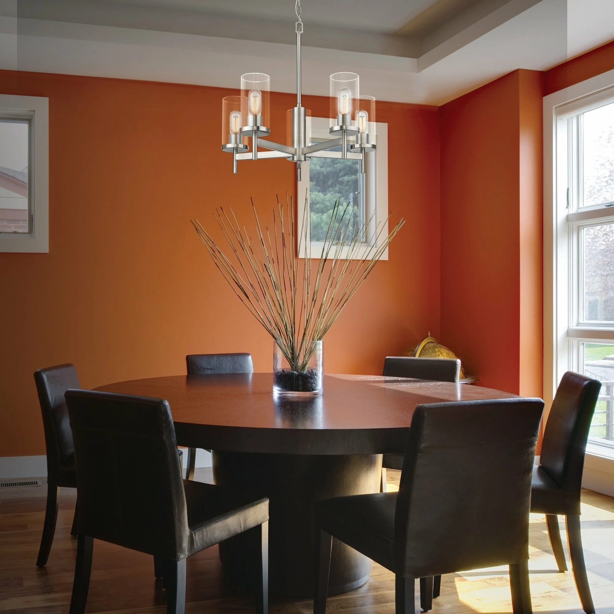 Promo ๐ Golden Lighting Winslett 5 Light Chandelier Matte Black With Ribbed Clear Glass ๐ - Image 13