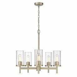 Best Sale 🤩 Golden Lighting Winslett 5 Light Chandelier - White Gold 🔥
