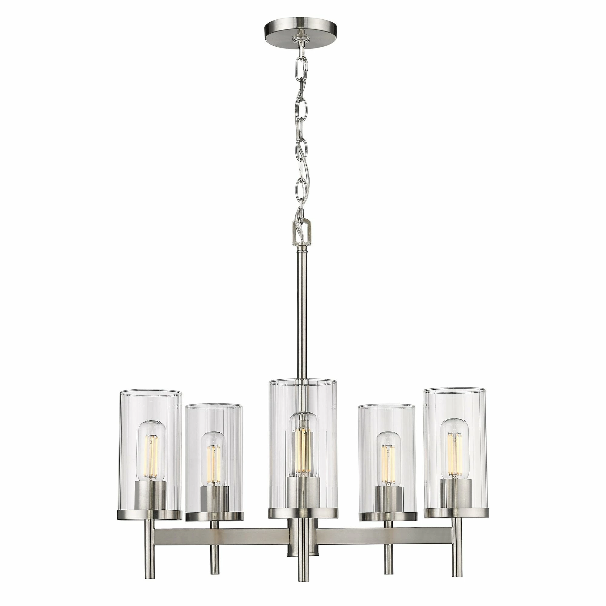 Promo ๐ Golden Lighting Winslett 5 Light Chandelier Matte Black With Ribbed Clear Glass ๐ - Image 9