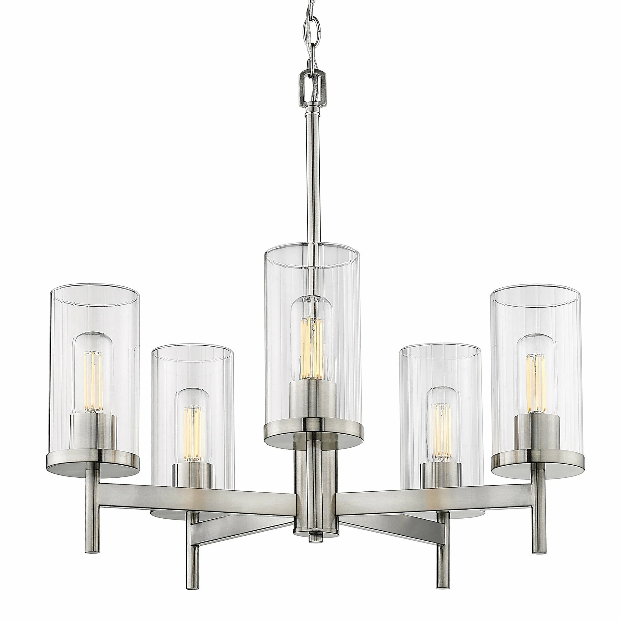Promo ๐ Golden Lighting Winslett 5 Light Chandelier Matte Black With Ribbed Clear Glass ๐ - Image 8