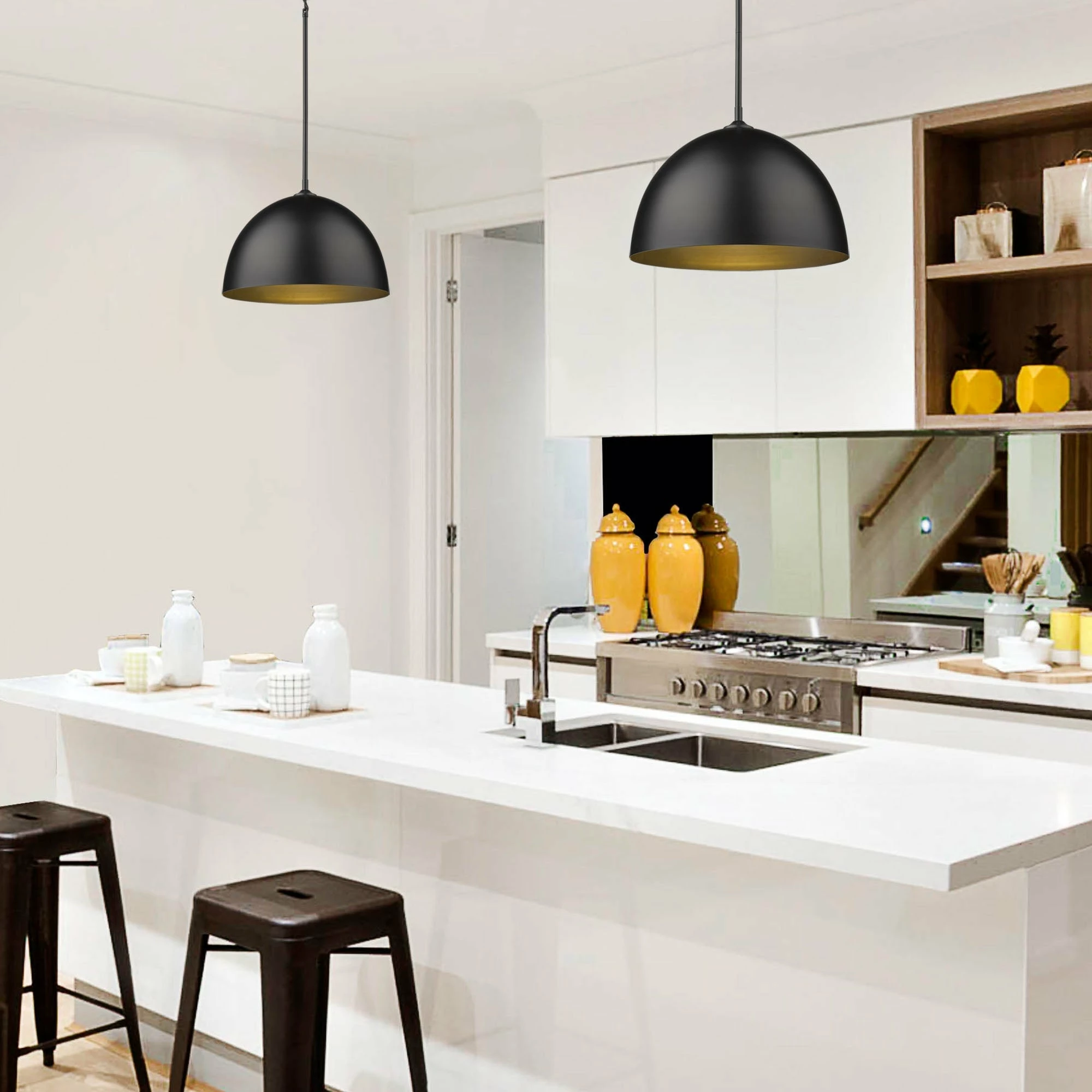 Brand new π Golden Lighting Zoey Modern Large 1 Light Pendant Olympic Gold With Matte Black Shade π₯ 3 Brand new π Golden Lighting Zoey Modern Large 1 Light Pendant Olympic Gold With Matte Black Shade π₯